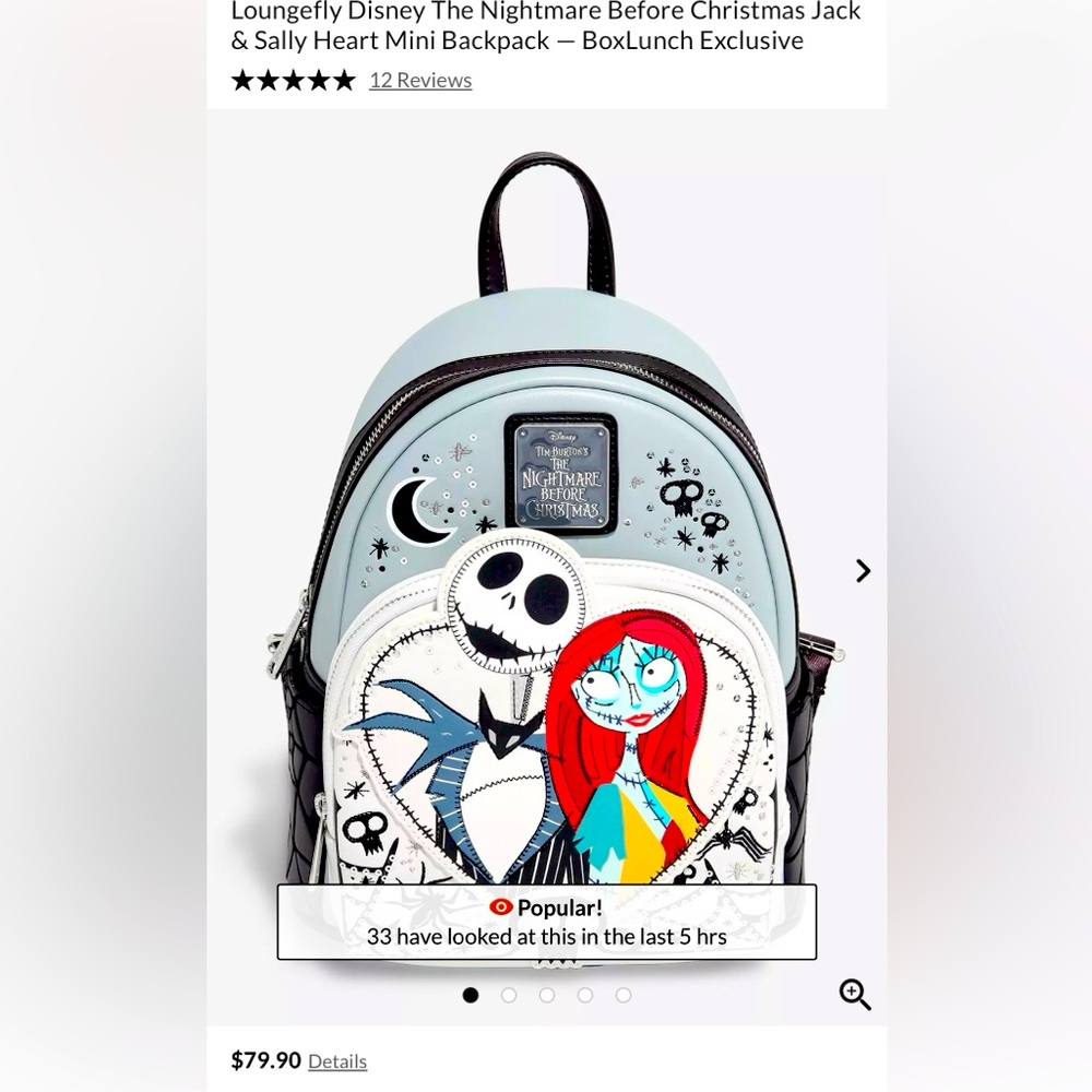 Disney Jack & Sally NBC Backpack-NWT